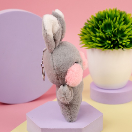 Мягкий брелок "Кролик с щечками" серый, 12 см