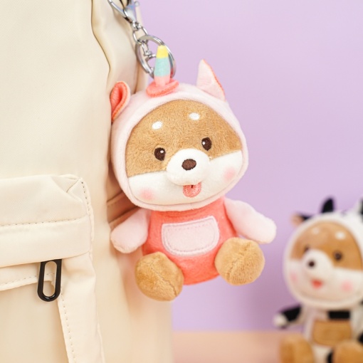 Мягкий брелок "Сиба-ину в шапочке" 11 см