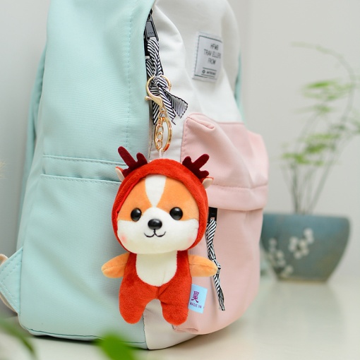 Брелок мягкий "Корги в шапочке" красный 13 см