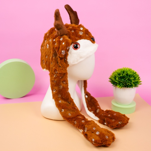 Шапка с двигающимися ушками "НГ Новогодняя" Олень