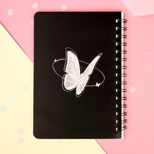 Блокнот на кольцах "Butterfly" черный, А5