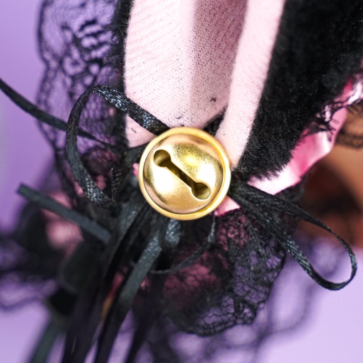 Ободок "Lolita Neko" черный с розовой ленточкой