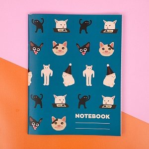 Тетрадь "Мемные Коты" синий, 48 листов (STORIZ) 