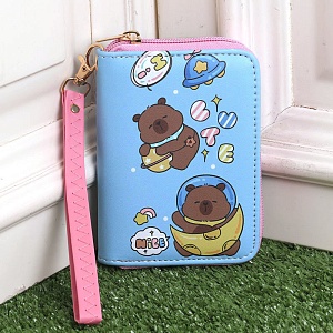 Мини-кошелек "Капибара" cute, голубой оптом со склада в Москве