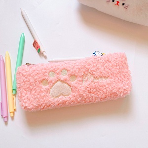 Пенал плюшевый "Лапка Meow" розовый