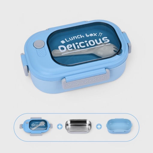 Ланчбокс "Delicious" голубой, 600мл оптом