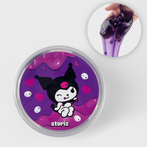 Слайм "Стекло" фиолетовый, с дек наполнителем сердечки, 180гр STORIZ