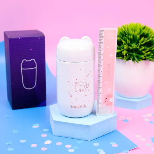 Термос "Star bear" белый, 220мл оптом