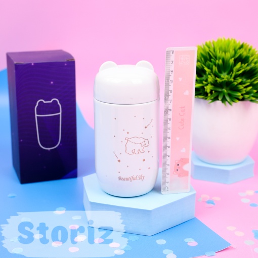 Термос "Star bear" белый, 220мл оптом