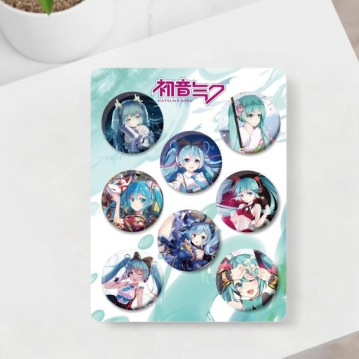 Набор круглых значков "Мику" №2 32 мм (8шт)