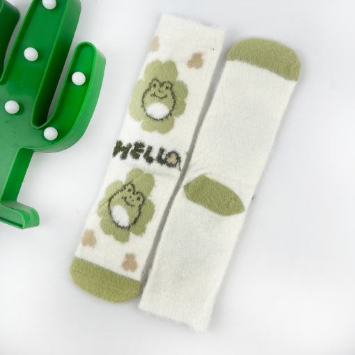 Носки "Плюшевые" Hello Frog, бело-зеленый, р.36-39