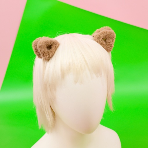 Заколка-крабик плюшевая "Кошачьи ушки" коричневый