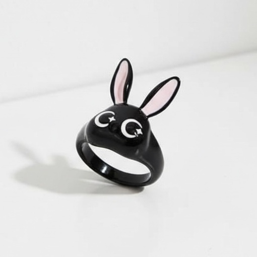 Кольцо "Зайка" розово-черный
