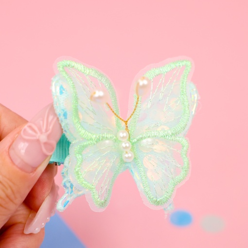 Набор заколок для волос "Бабочка" зеленый, 2 шт.