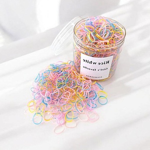 Набор силиконовых резинок для волос "Jar" пастельный, 1000шт