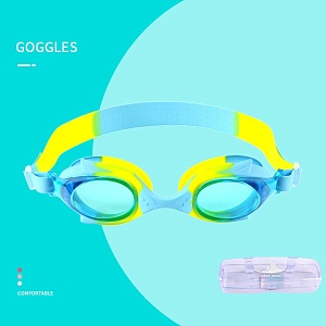 Очки для плавания "Colors" с чехлом, желтый, голубой