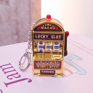 Брелок - игровой автомат "Lucky slot" со звуком, металлик золотой