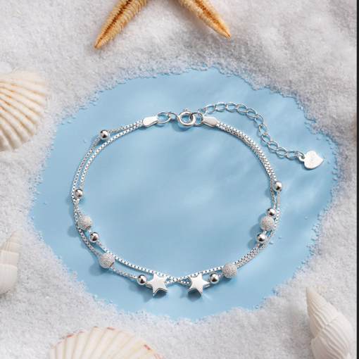 Браслет-цепочка "Звезды" серебряный