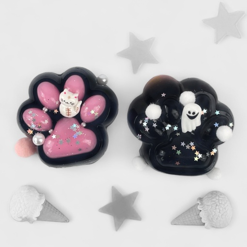 Антистресс "Лапка" с кошечкой, черно-розовый