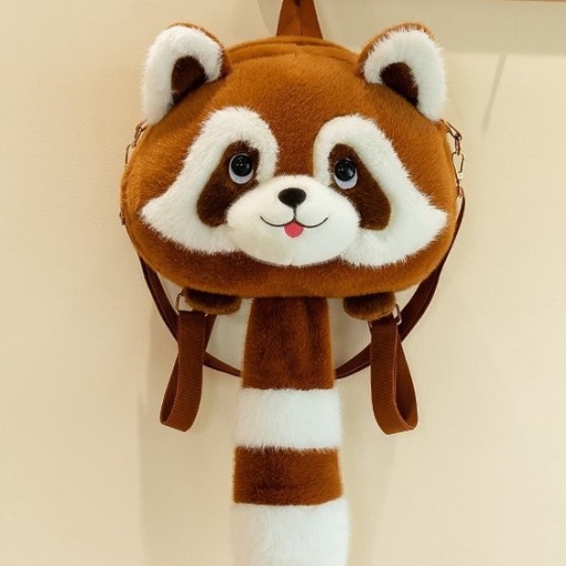 Рюкзак-сумка плюшевый "Красная панда" голова и хвост