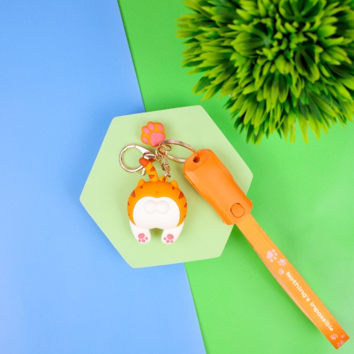 Кабель зарядка "Humor Cat" рыжий 3в1 (USB Type-C, Lightning)