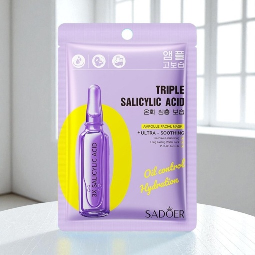 Маска тканевая для лица "Sadoer" ампула, салициловая кислота, 25мл