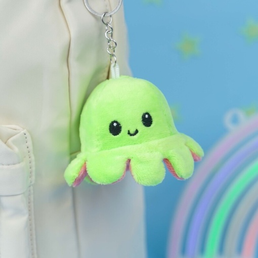 Мягкий брелок-перевертыш "Осьминожек" салатовый светло-розовый, 10 см