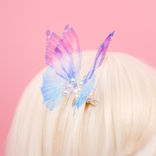 Заколка-зажим "Бабочка" голубой