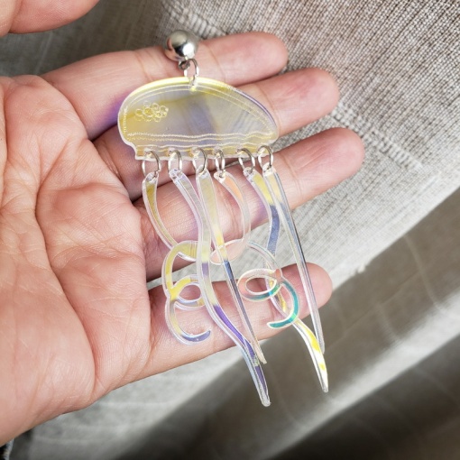 Серьги-гвоздики "Медуза" голография 