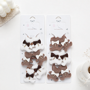 Набор резинок для волос "Bear cute" бежево-коричневый, 6шт