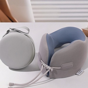 Подушка под шею "Travel" темносерый-голубой