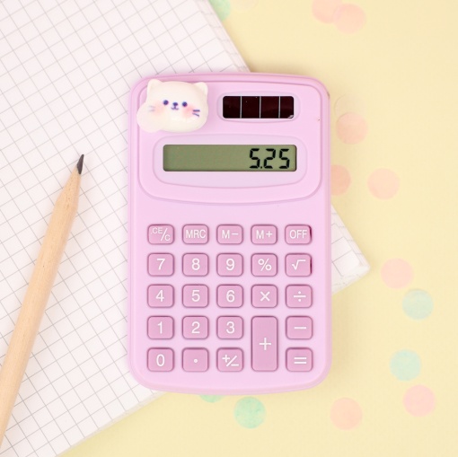 Калькулятор "Cute animals" котенок, фиолетовый