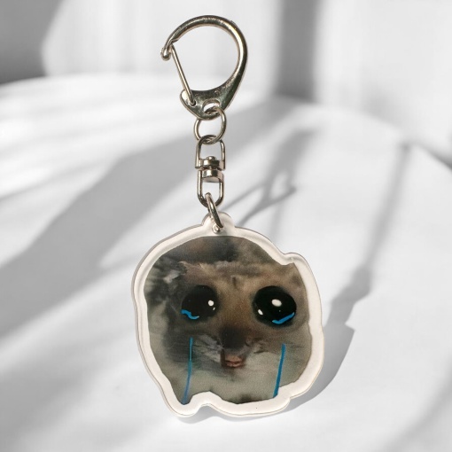 Брелок акриловый "Грустный хомяк " слезы 