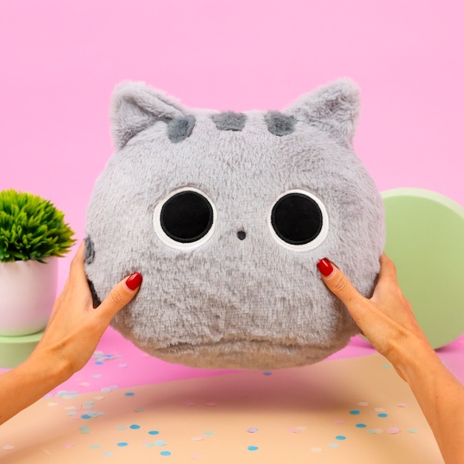 Мягкая игрушка-подушка "Кот" серый, 30 см