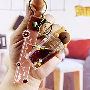 Брелок glass "Стаканчик" капибара, коричневый