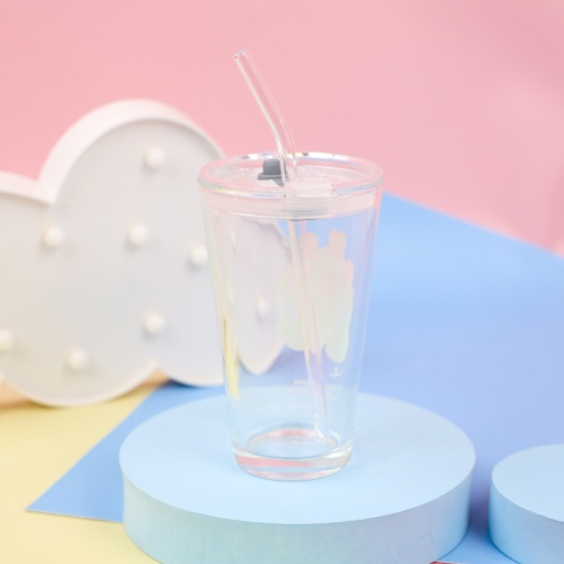 Стакан "Тюльпаны" с трубочкой, 400мл оптом