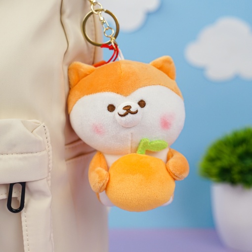 Мягкий брелок "Сиба-ину" с мандарином 12 см