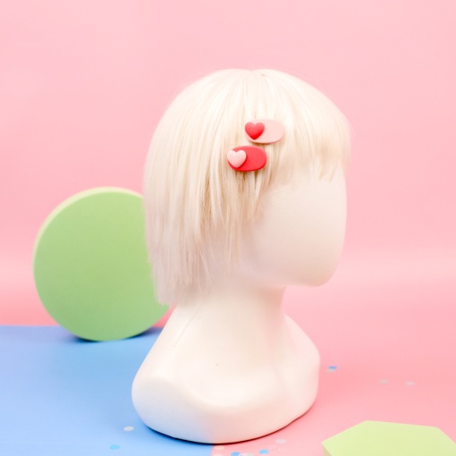 Набор заколок для волос "Сердце" Овал, розовый  2 шт.