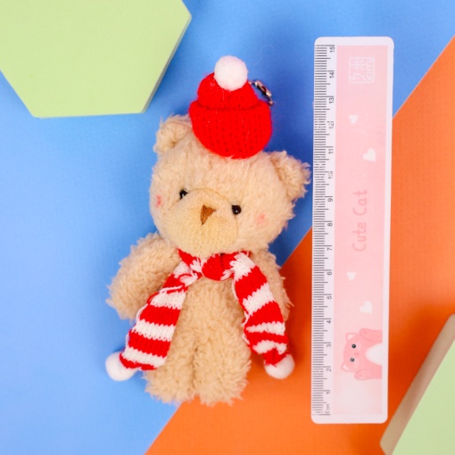 Мягкий брелок "Мишка в шапочке" бежевый