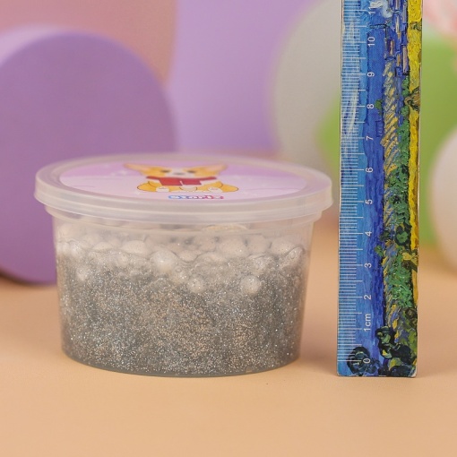 Слайм "Corgi" серебристые блёстки + шарики, 150 гр. STORIZ