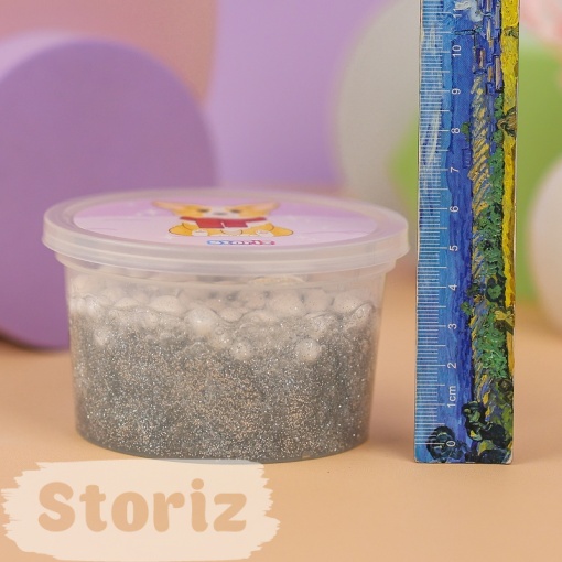 Слайм "Corgi" серебристые блёстки + шарики, 150 гр. STORIZ