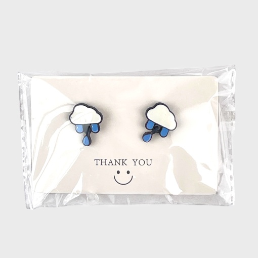 Серьги-гвоздики "Облака с каплями дождя" 