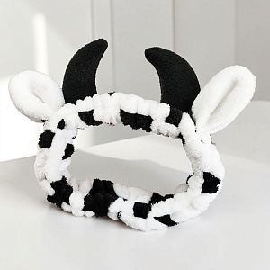 Повязка для волос "Cow horns" черно-белый