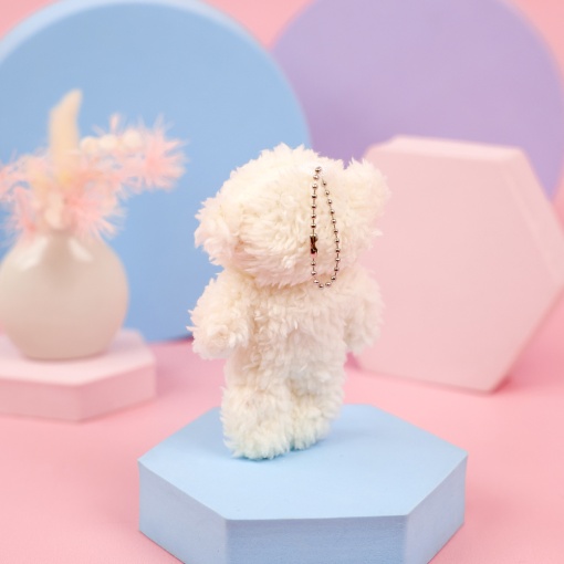 Мягкий брелок "Мишка с сердечком" белый, 10см