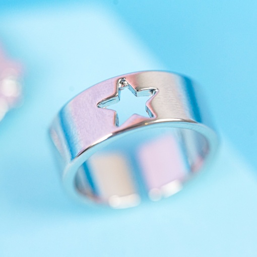 Кольца парные "Звезда" серебристые