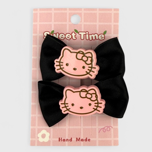 Набор заколок для волос "Hello Kt" черный бант, 2шт.