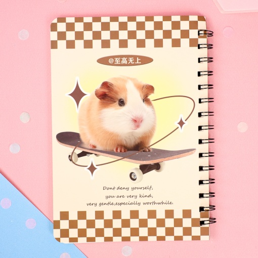 Блокнот на кольцах "Морская свинка на скейтборде" А5