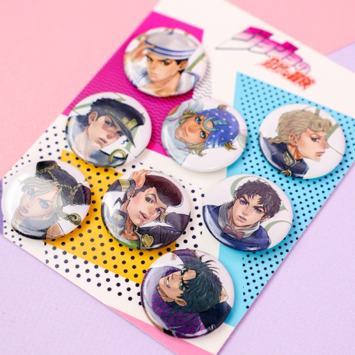 Набор круглых значков "JoJo" 32 мм (8шт)