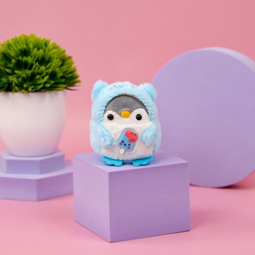 Брелок мягкий "Пингвин в костюме" голубой 10 см