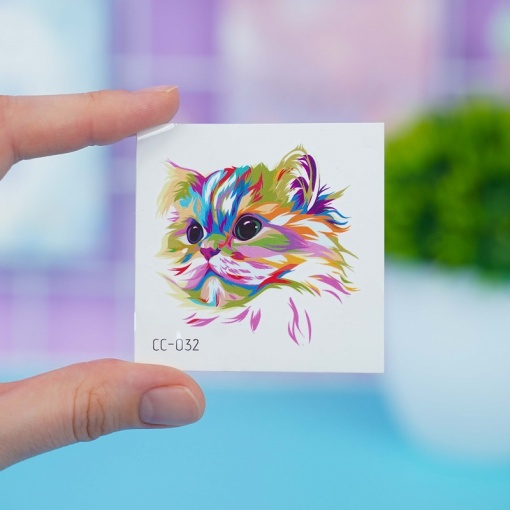 Временная татуировка "Породы кошек", CC-032 6x6 см